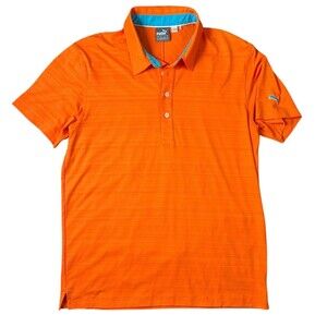 Puma Men's Dry Cell Golf Polo Shirt  Size M  Orange / Blue  Activewear Casual